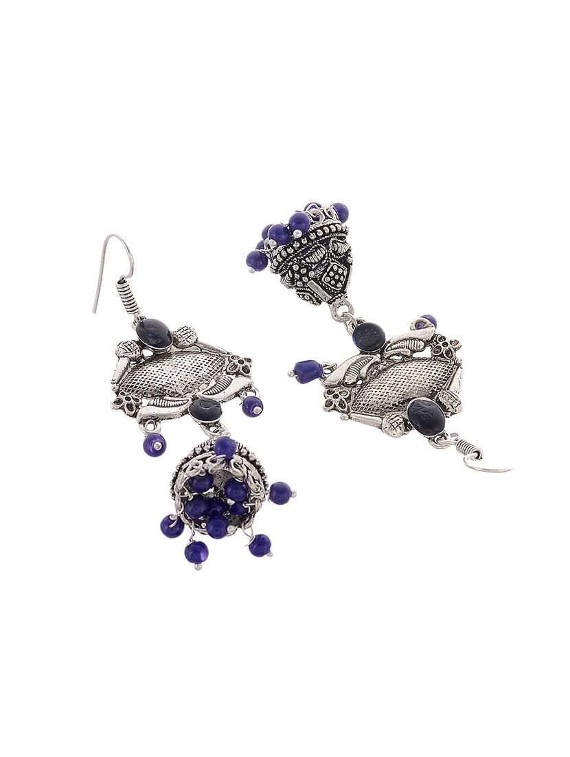blue silver tone oxidized earrings - 15535348 -  Standard Image - 1
