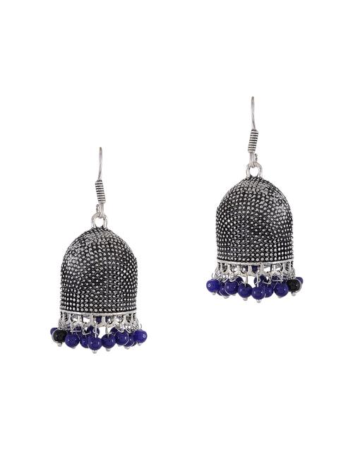 blue silver tone oxidized earrings - 15535350 - Standard Image - 0