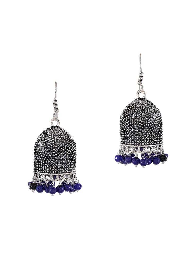 blue silver tone oxidized earrings - 15535350 - Zoom Image - 0
