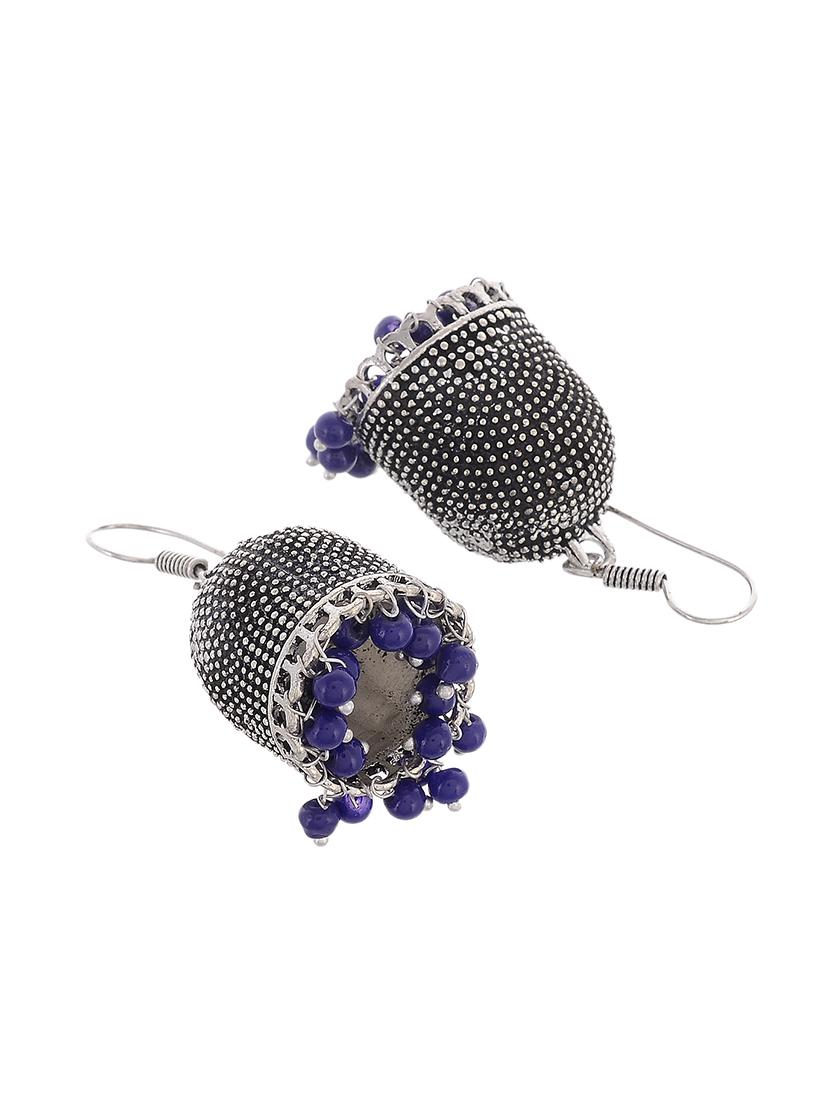 blue silver tone oxidized earrings - 15535350 -  Standard Image - 1