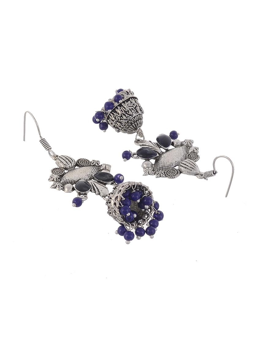 blue silver tone oxidized earrings - 15535351 -  Standard Image - 1