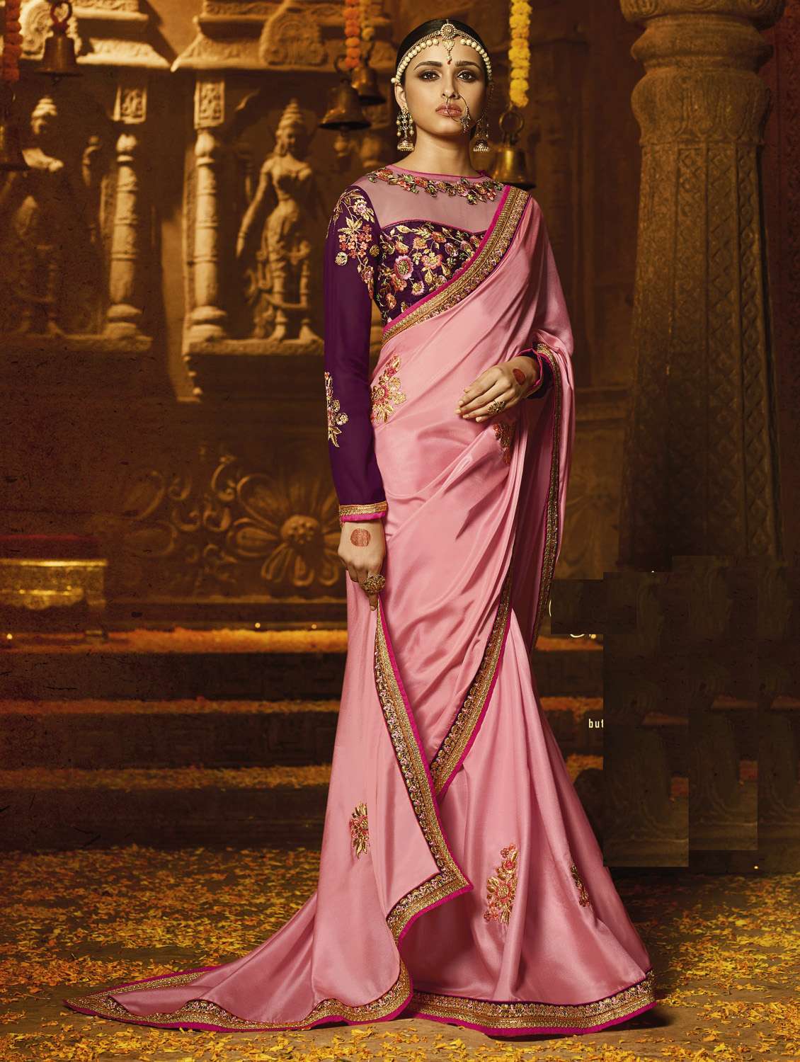 zari lace bordered saree