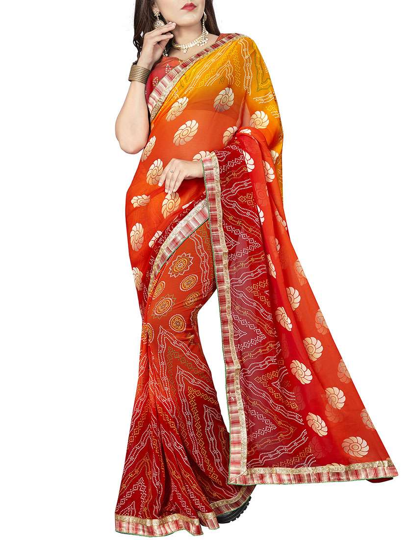 bandhani printed saree with blouse