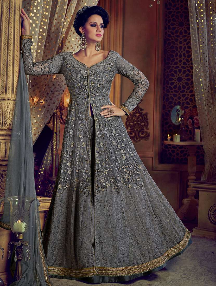 tonal embroidered kalidaar skirt suit set