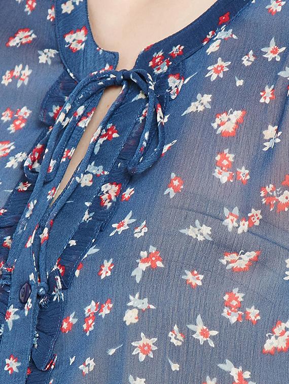 frill detailed floral top - 15540088 - Standard Image - 4