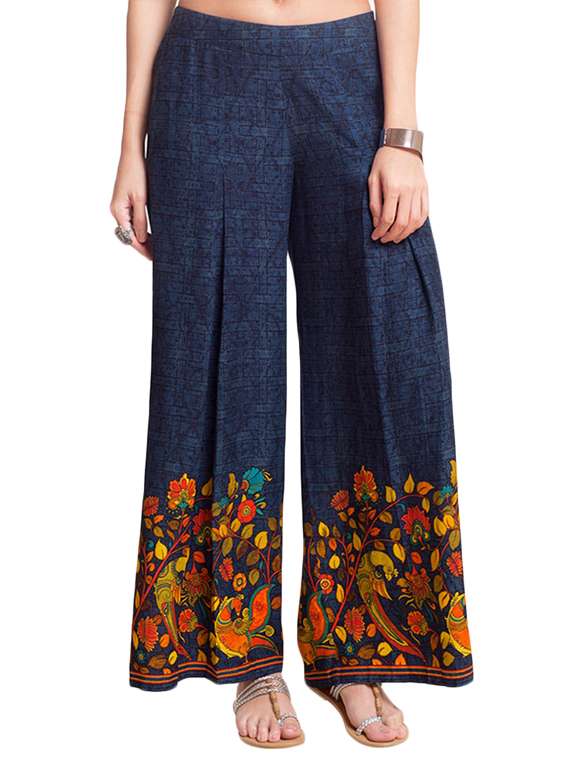 contrast printed hem palazzo