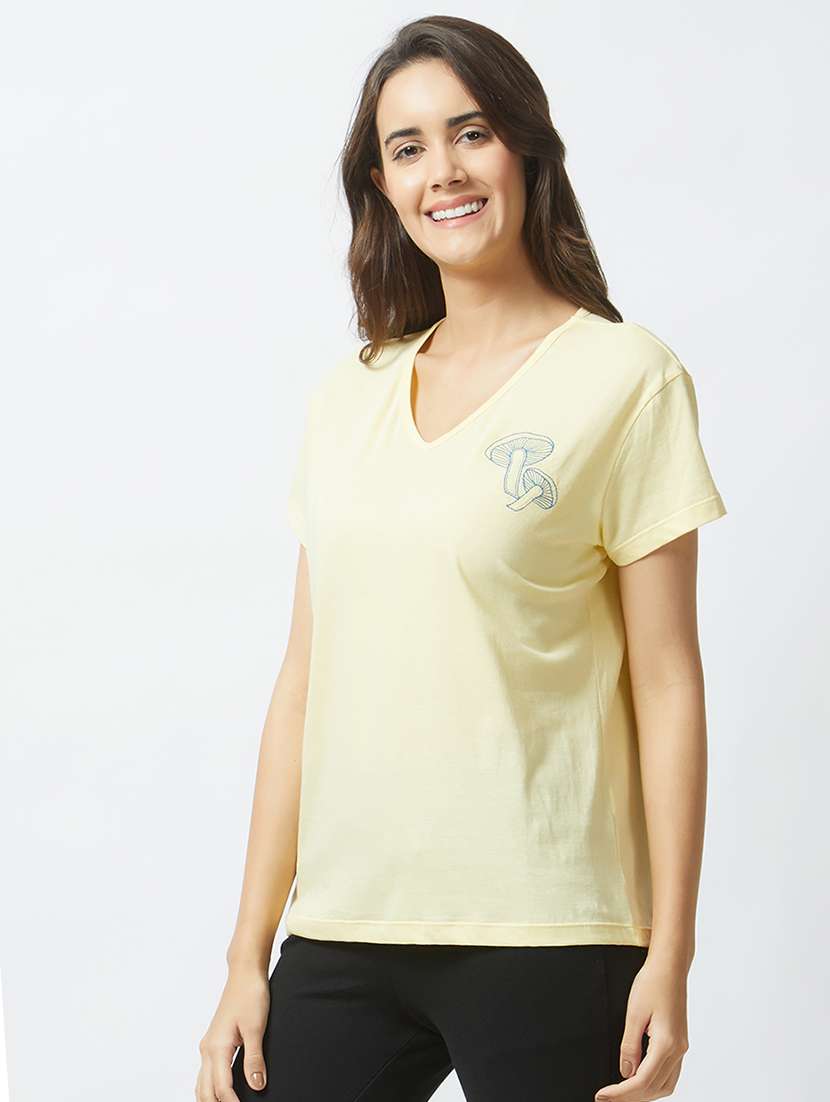 v-neck embroidered sleepwear tee - 15540407 -  Standard Image - 1
