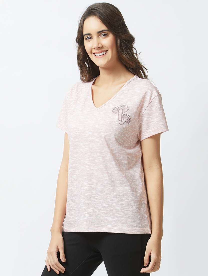 v-neck embroidered sleepwear tee - 15540408 -  Standard Image - 1