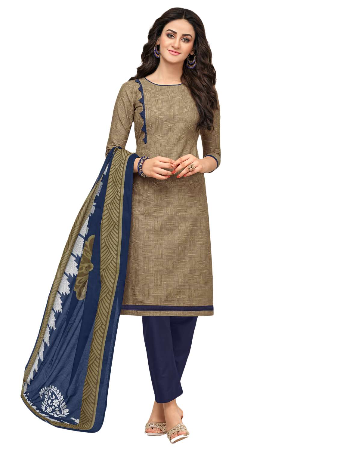 Printed unstitched pant suit