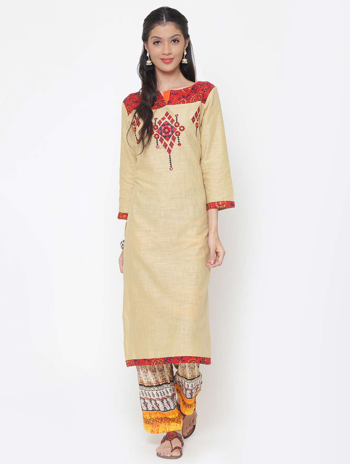 embroidered straight kurta