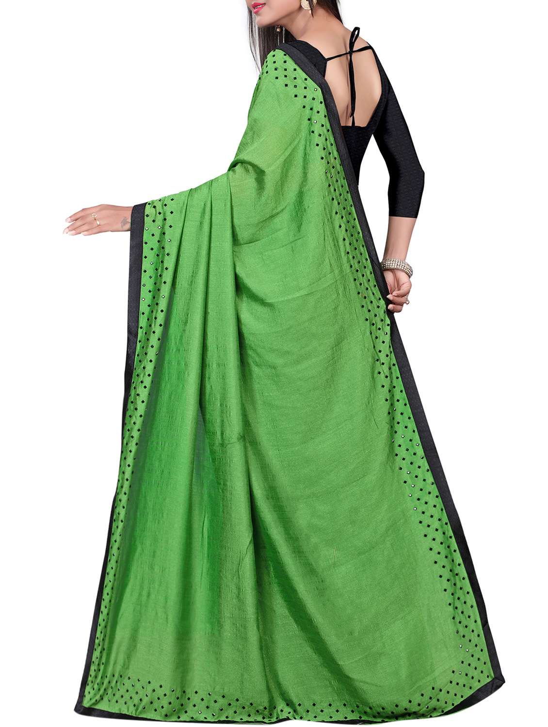 mint green bordered saree with blouse - 15544103 -  Standard Image - 1