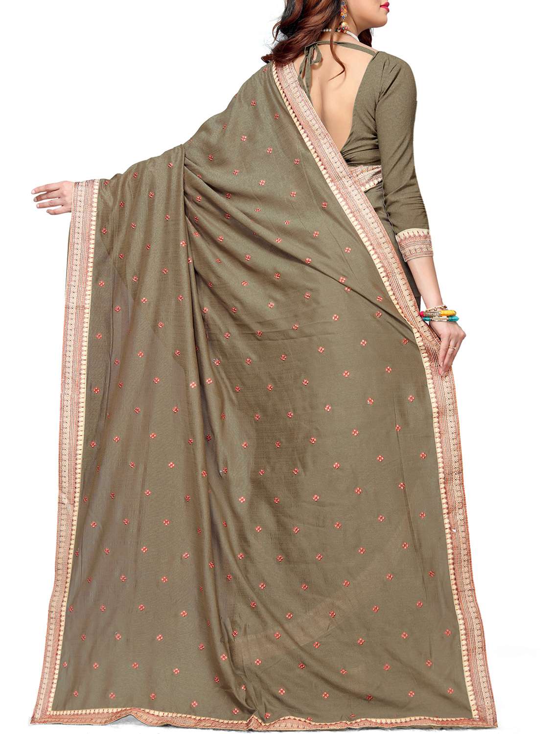 geometrical embroidered saree with blouse - 15544109 -  Standard Image - 1