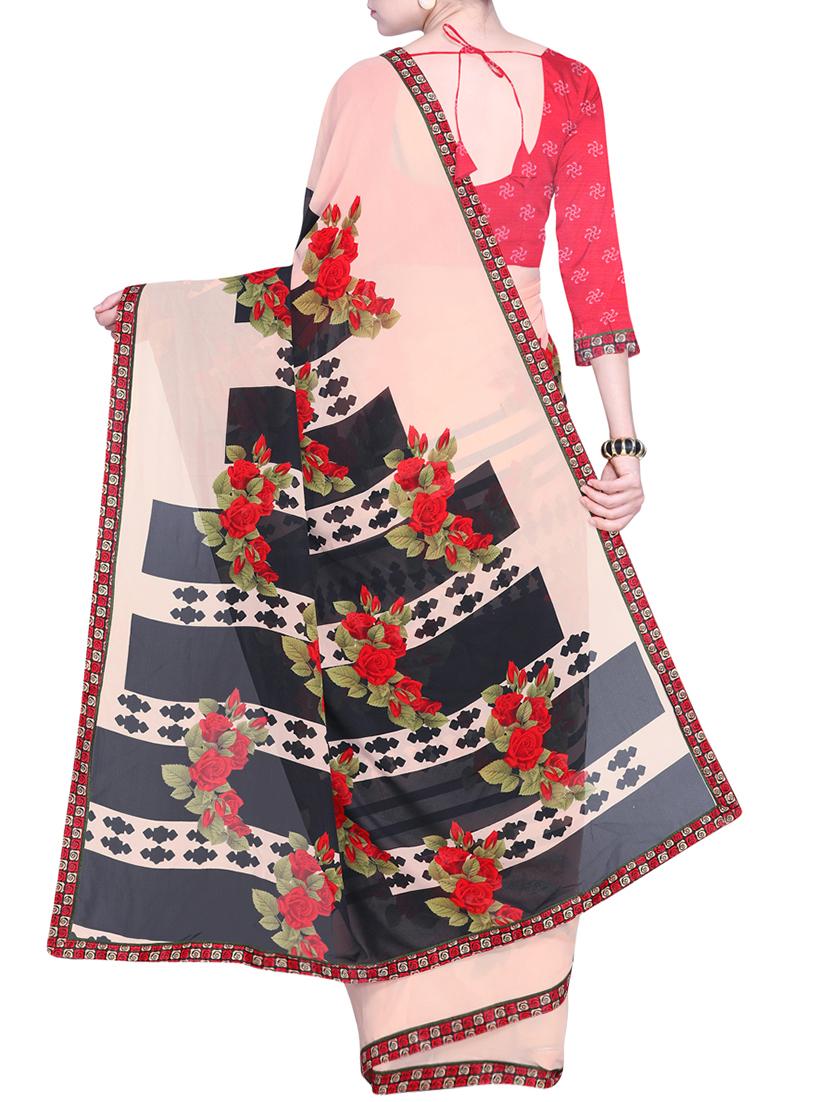 floral printed saree with blouse - 15544349 - Standard Image - 1