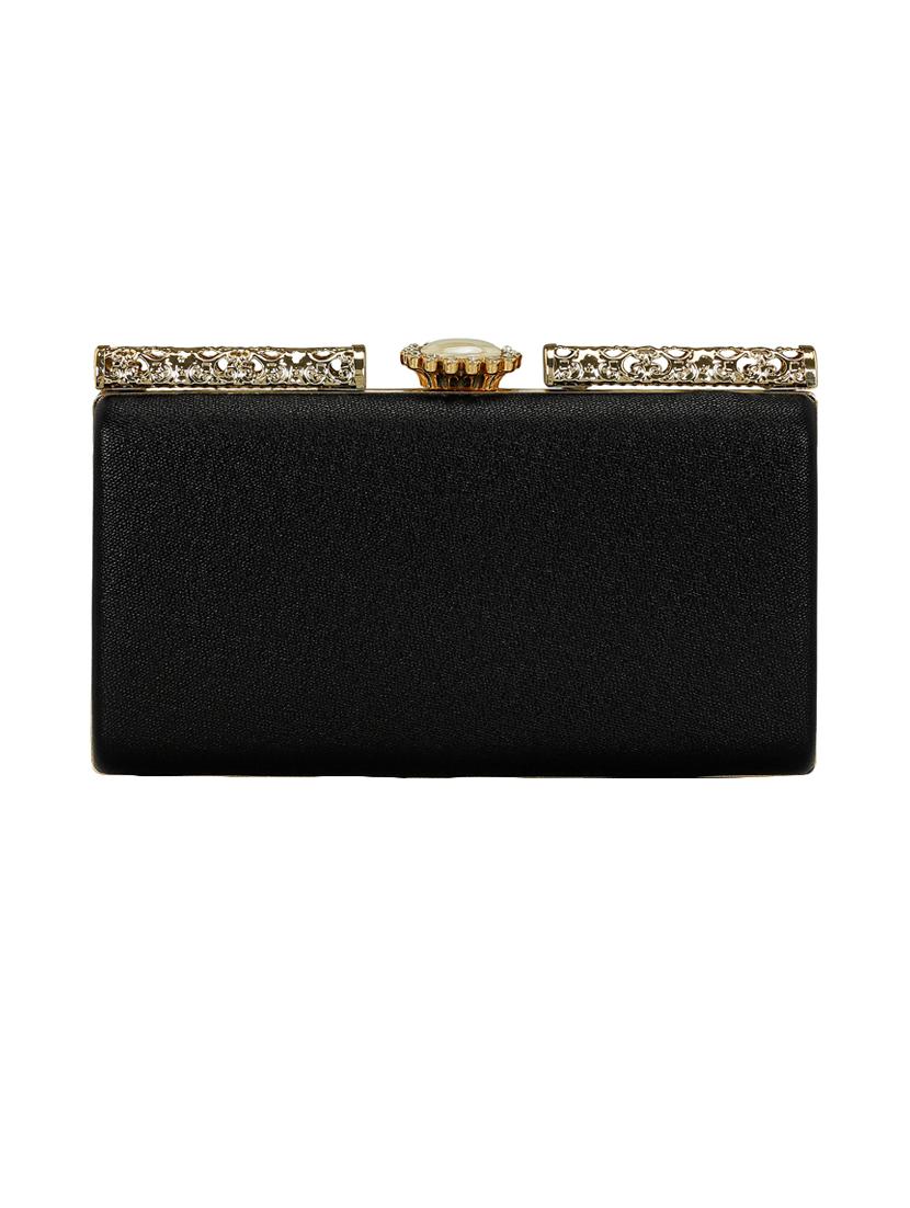 black leatherette (pu) box clutch - 15544774 - Standard Image - 1