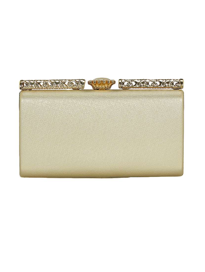 gold leatherette (pu) box clutch - 15544775 -  Standard Image - 1