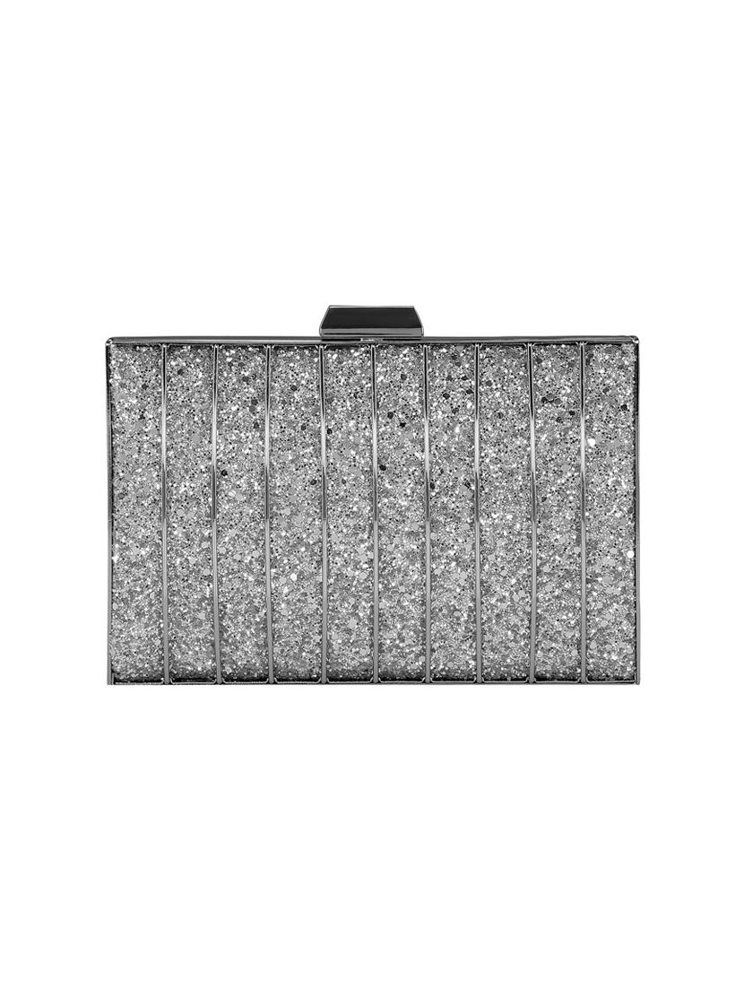 silver metal box clutch - 15544778 - Standard Image - 1