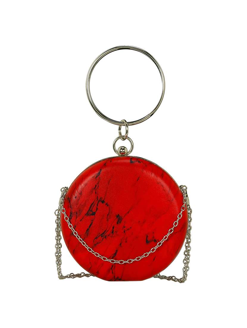 red leatherette (pu) box clutch