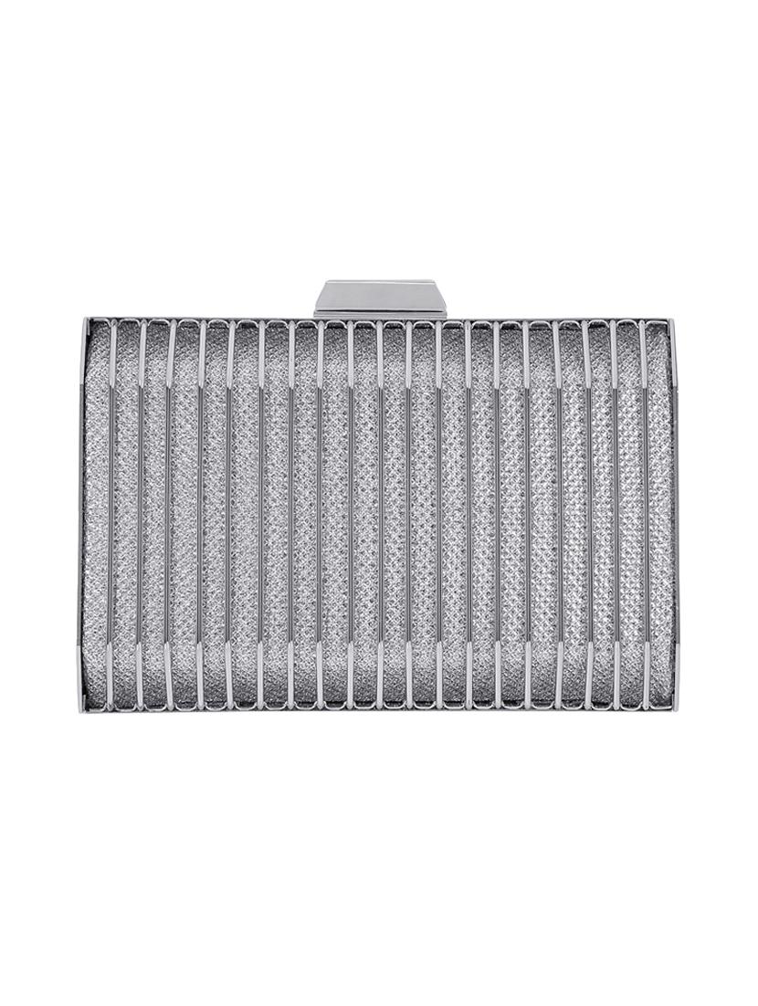 silver metal box clutch - 15544787 - Standard Image - 1