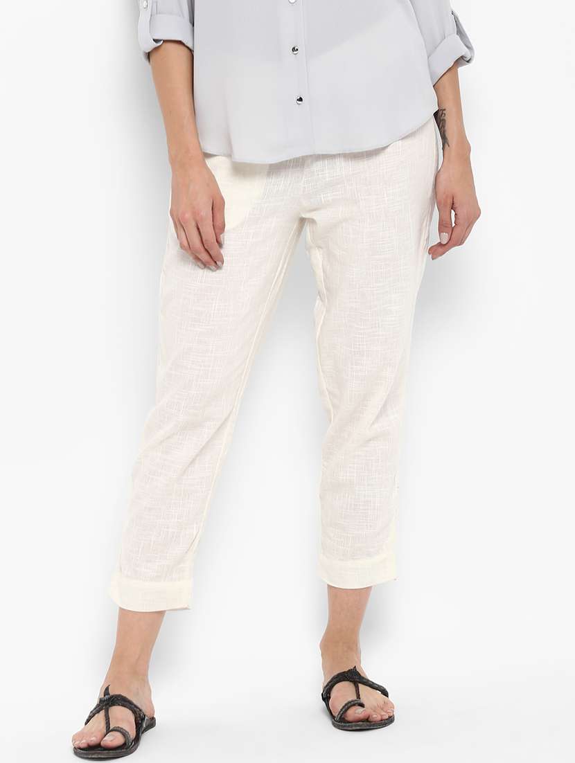 cropped flat front trousers