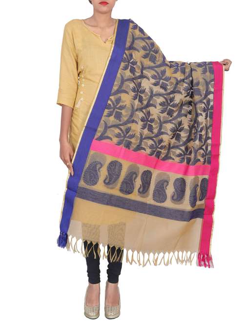 banarasi dupatta with tassels - 15545826 - Standard Image - 0