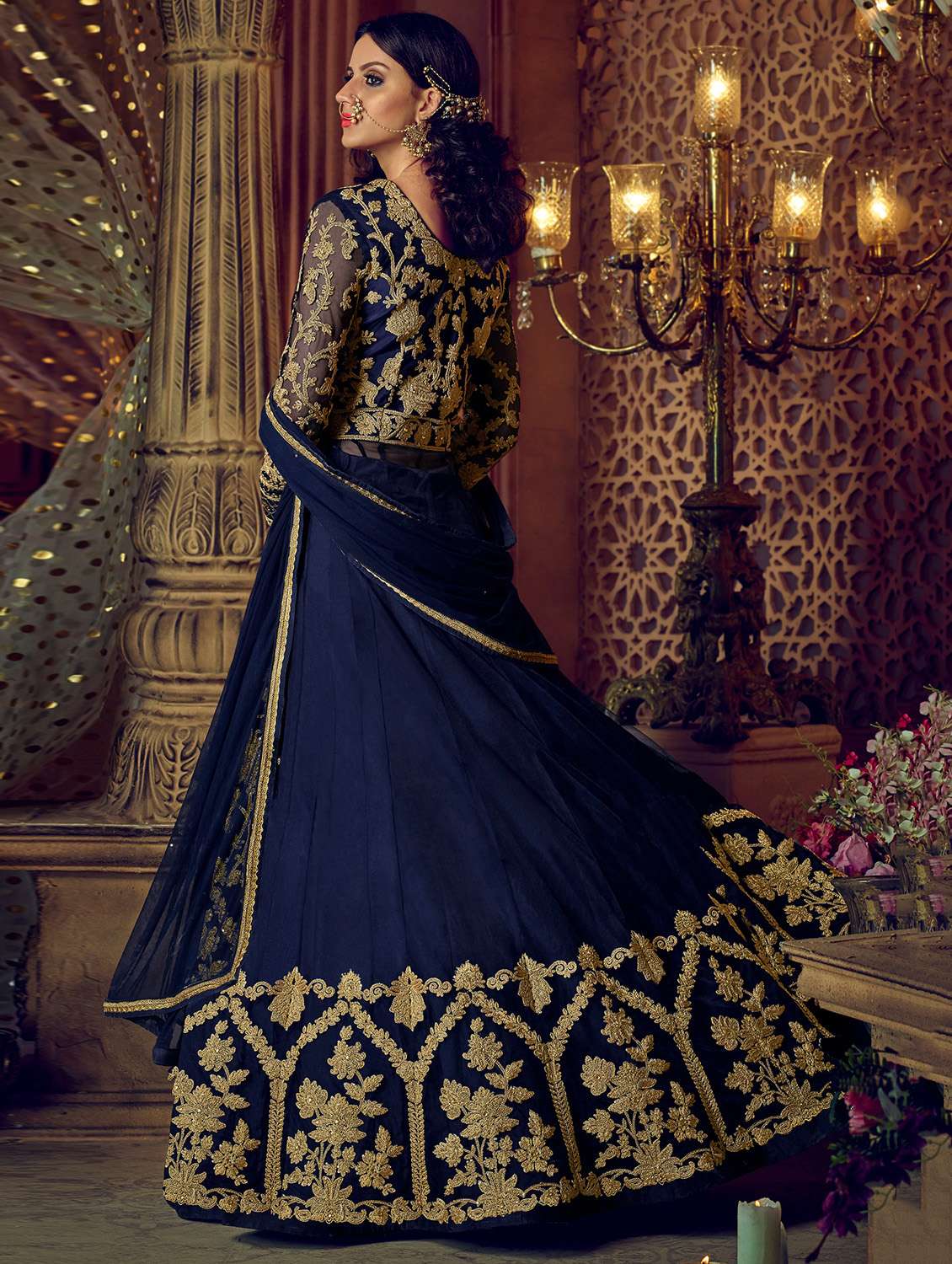 Buy online Embroidered Front Slit Skirt Suit Set from Suits