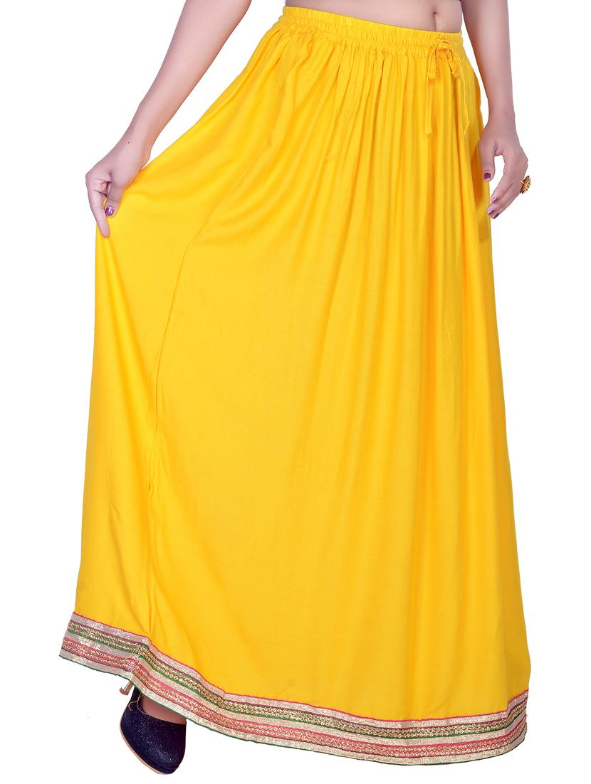 solid flared skirt with lace detail - 15546255 -  Standard Image - 1