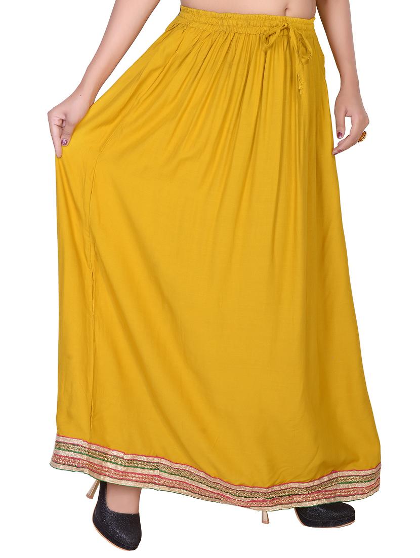 solid flared skirt with lace detail - 15546260 - Standard Image - 1
