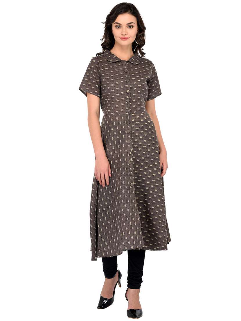 a-line printed peterpan collar kurta