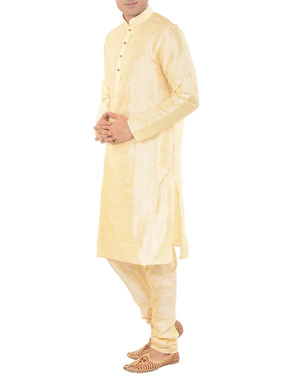 yellow silk blend kurta pyjama set - 15560098 - Standard Image - 1