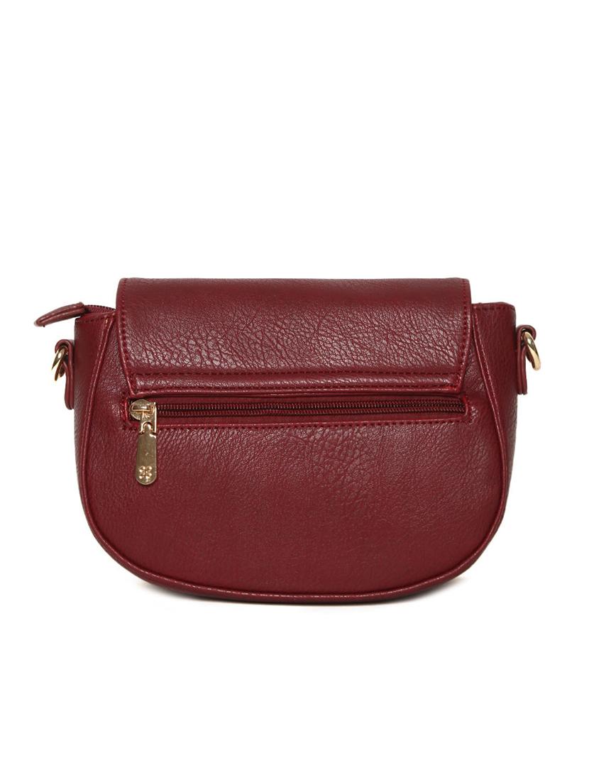 maroon leatherette (pu) sling bag - 15563691 -  Standard Image - 1