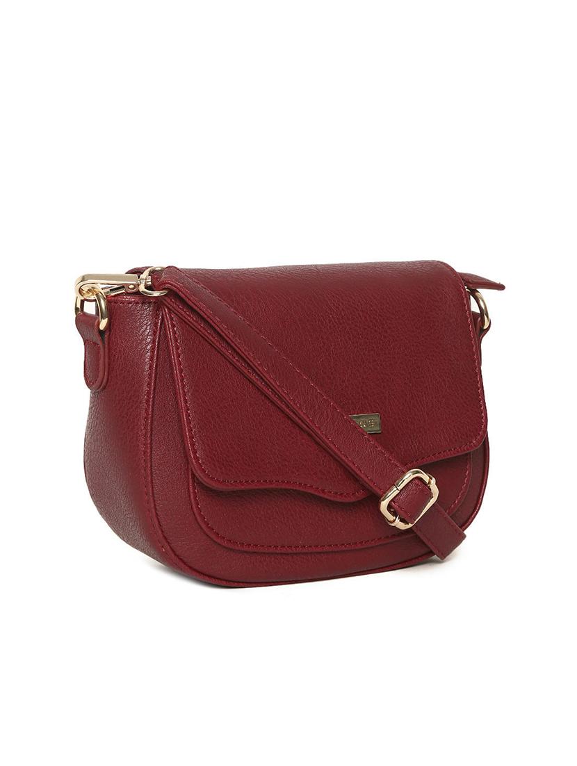 maroon leatherette (pu) sling bag - 15563691 - Standard Image - 4