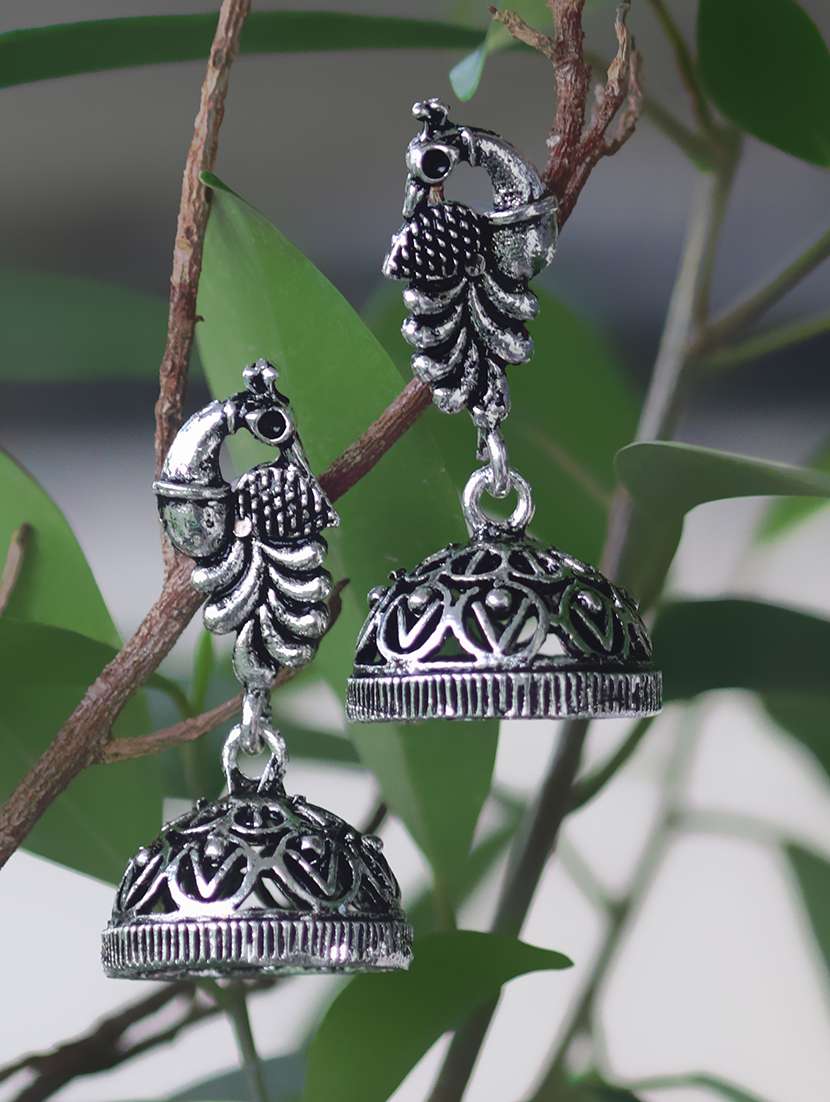 Silver Tone Tribal Earrings