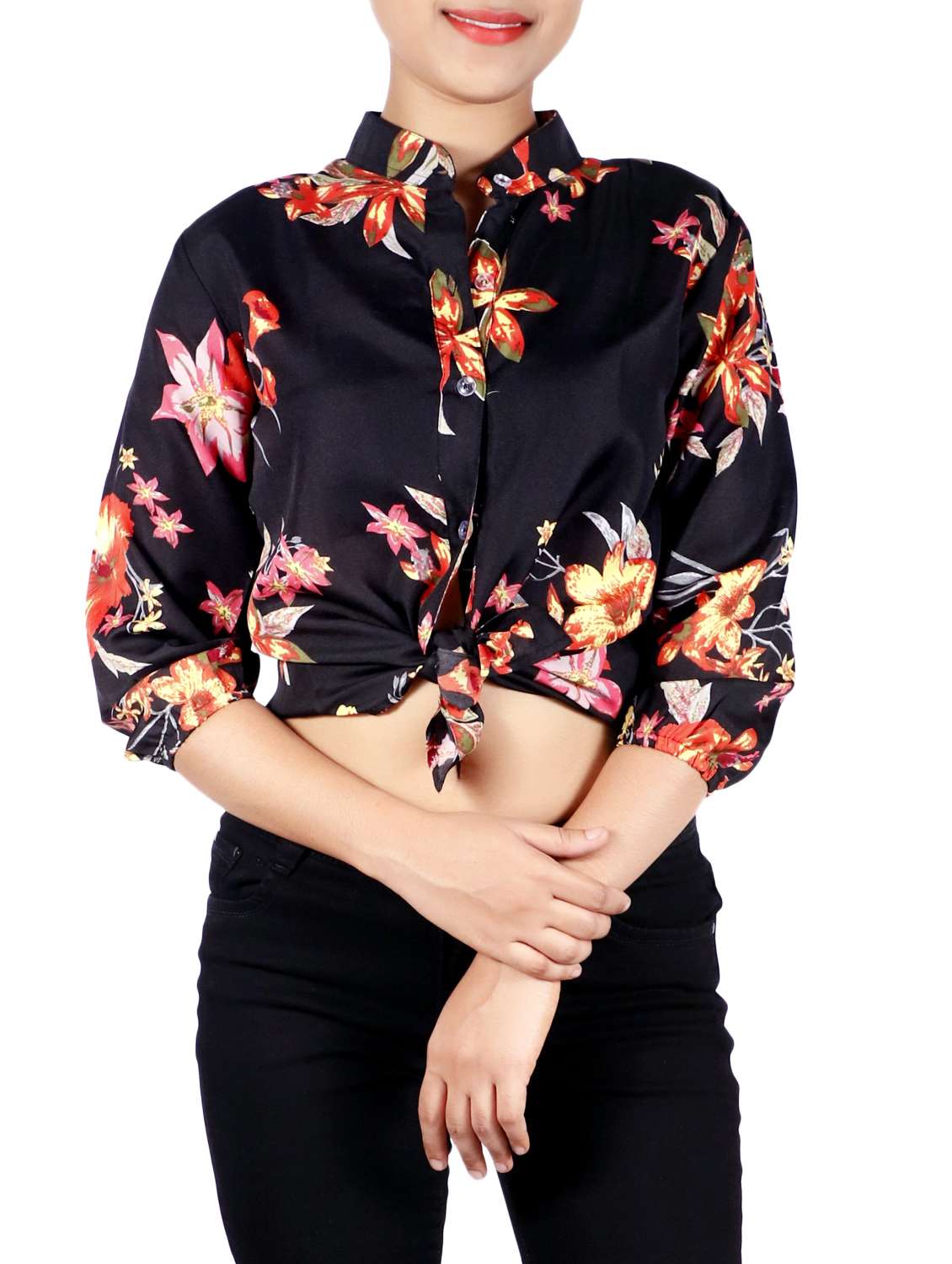 onyx black floral shirt