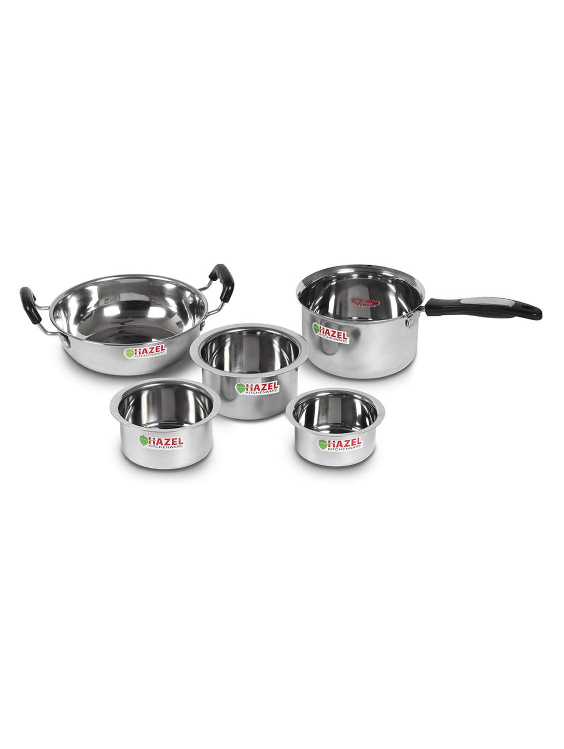 stainless steel  cookware set with flat bottom (set of 5)