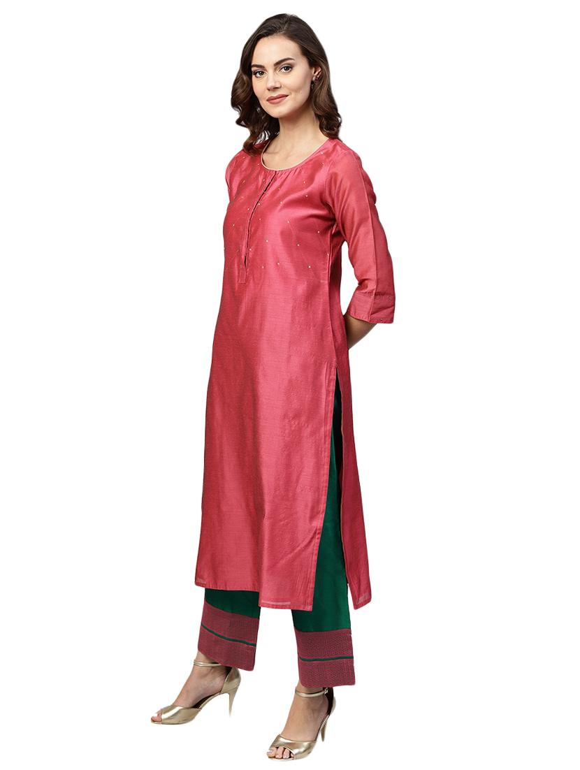 chanderi self-design stitched palazzo suit - 15568073 - Standard Image - 1