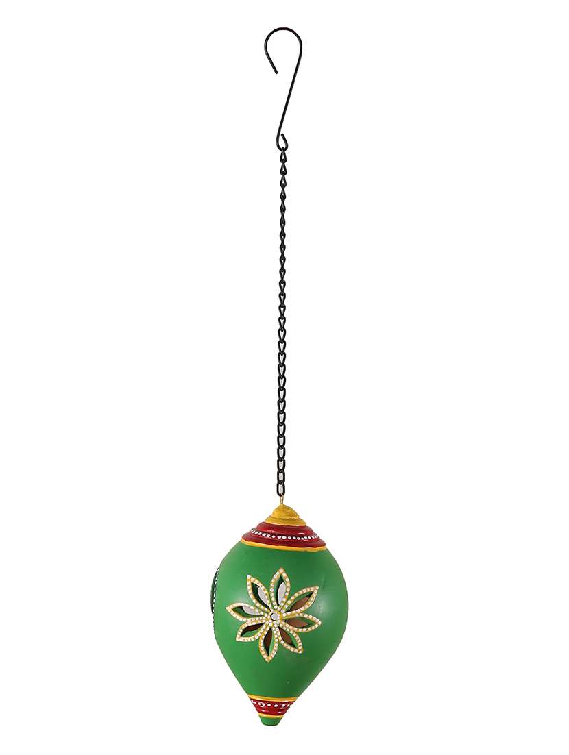 aapno rajasthan green teracotta hanging tealight holder - 15568147 -  Standard Image - 1