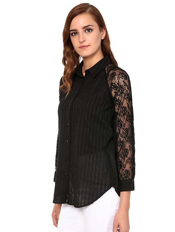 lace raglan sleeved top - 15568220 - Standard Image - 1