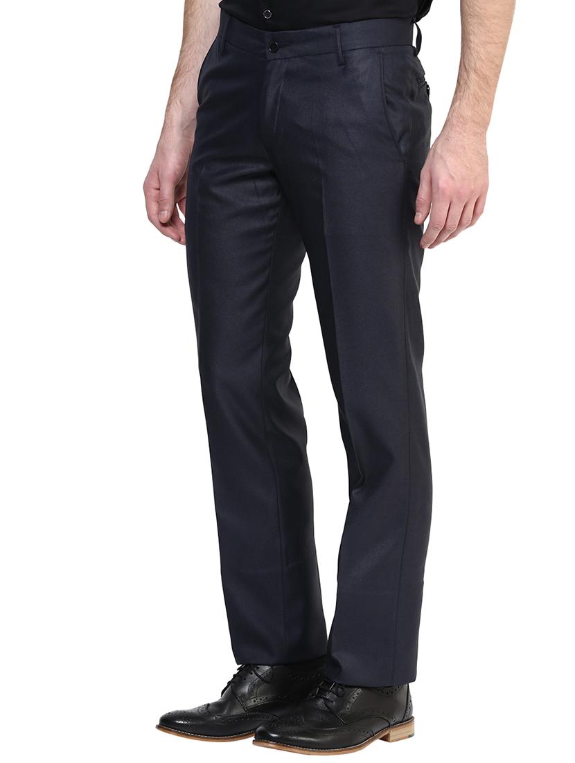 navy blue polyester blend flat front formal trouser - 15569417 -  Standard Image - 1