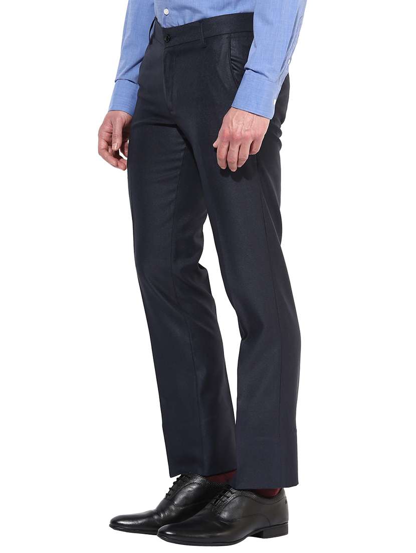 navy blue polyester blend flat front formal trouser - 15569419 -  Standard Image - 1