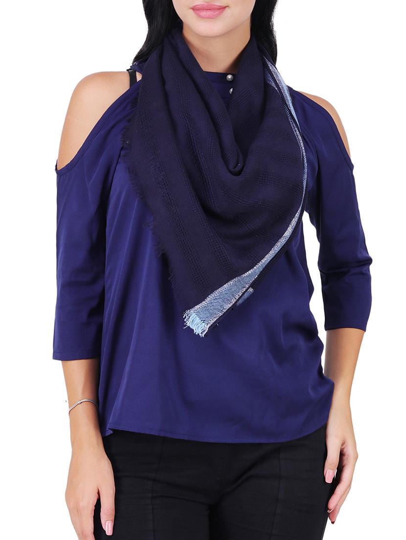 navy blue bordered scarf - 15569862 - Standard Image - 1