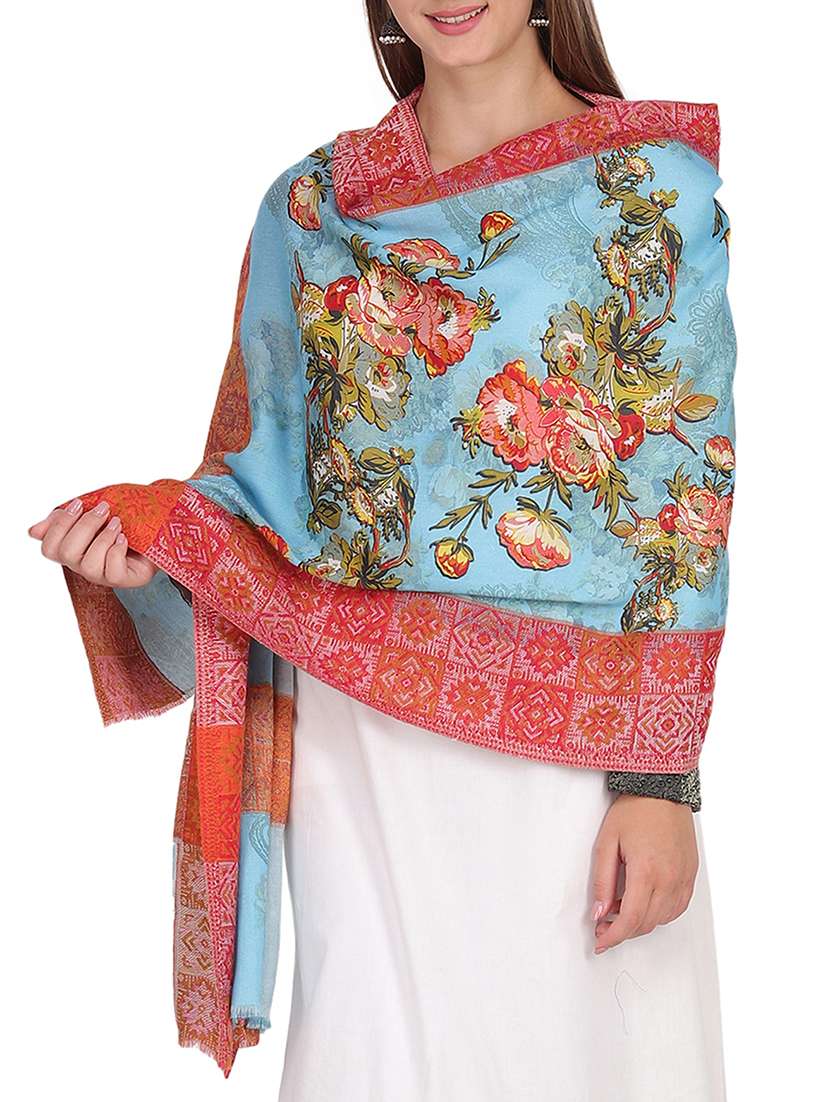 light blue floral shawl - 15569889 -  Standard Image - 1