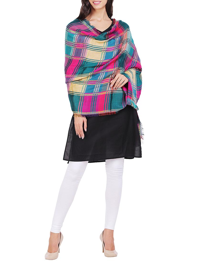 checked pattern woven shawl - 15569896 - Standard Image - 1