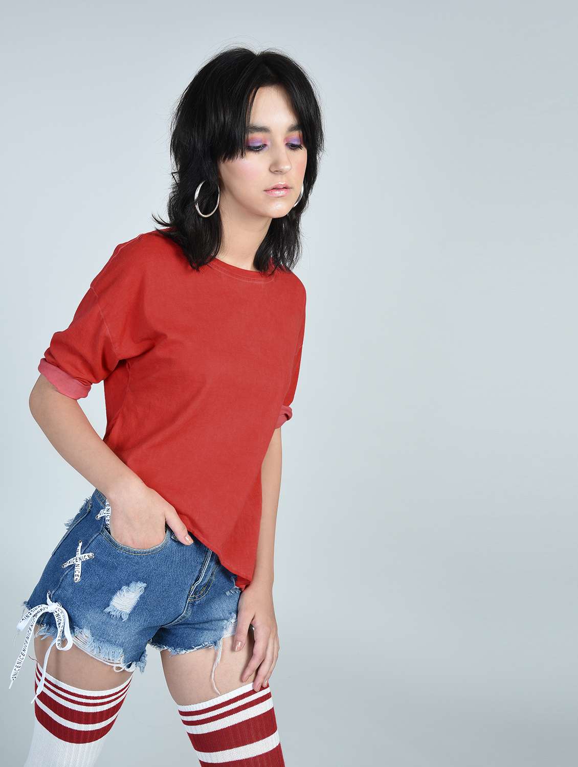 women's straight round neck top