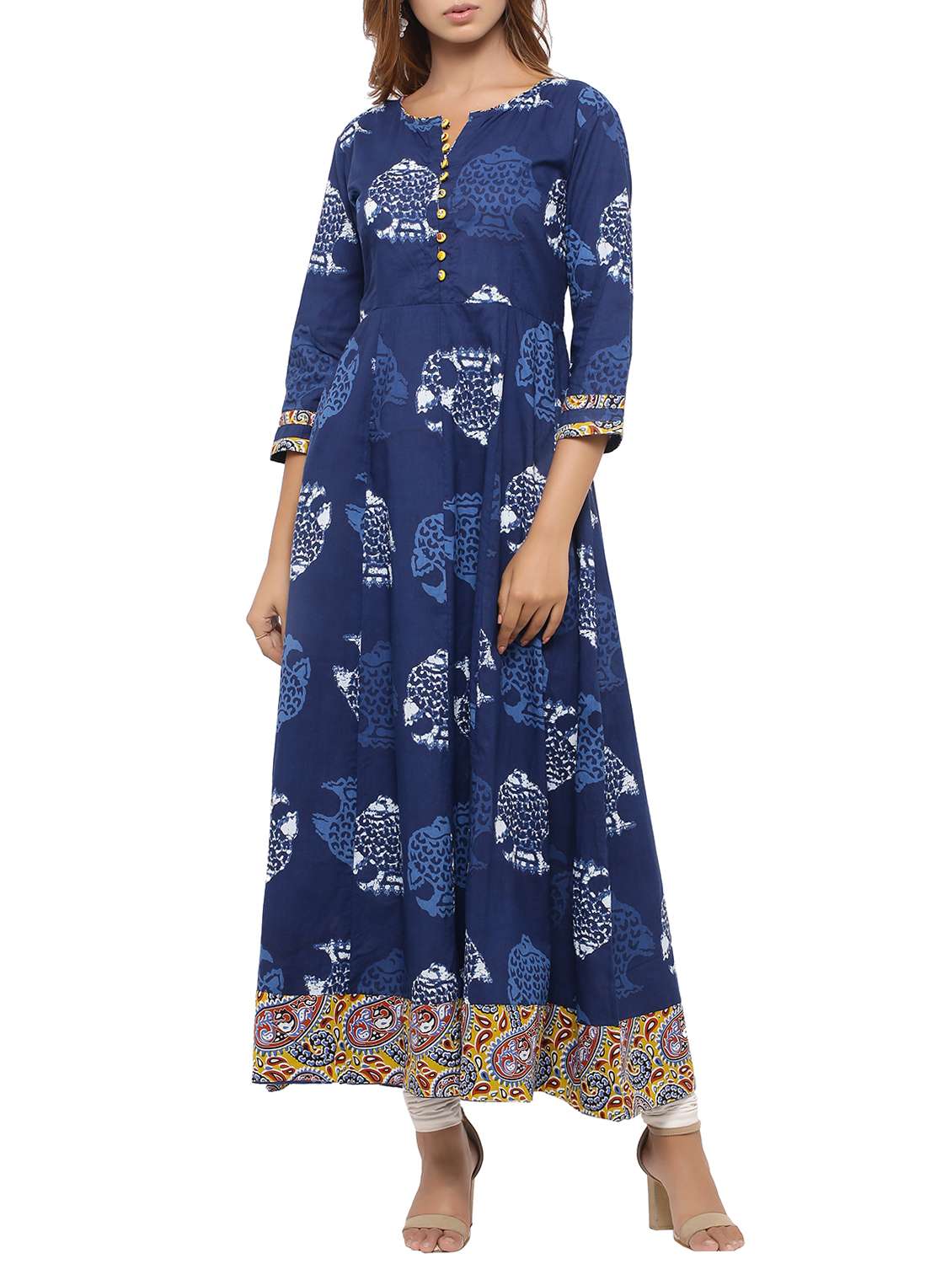 indigo anarkali kurta
