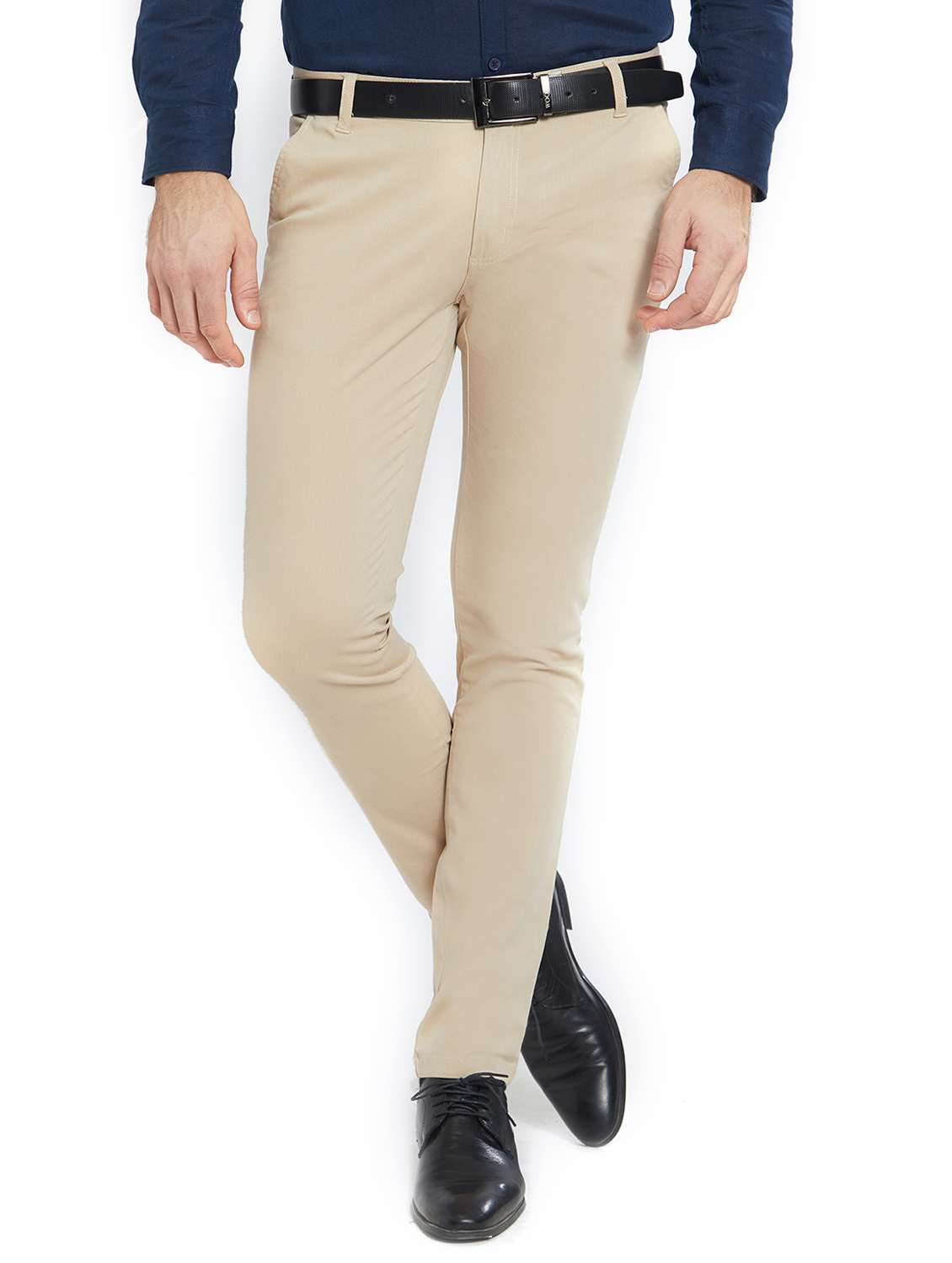 beige cotton blend flat front formal trouser