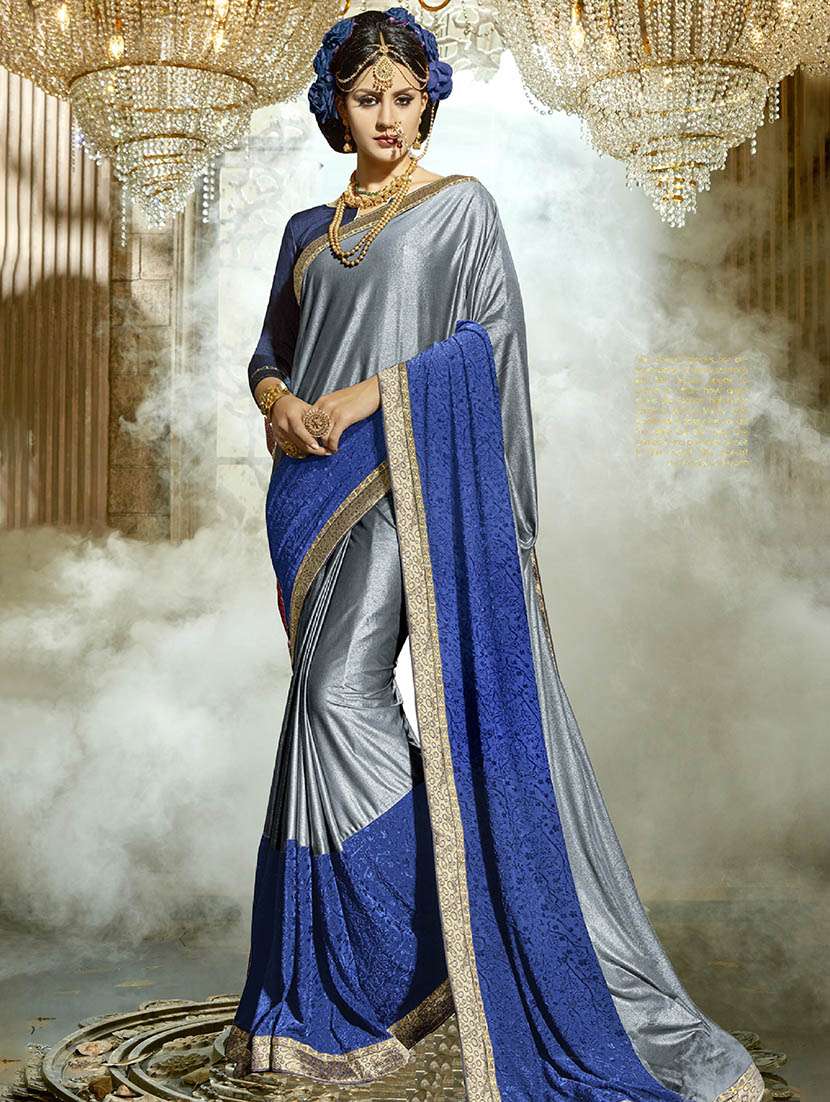 embroidered lace bordered saree with blouse