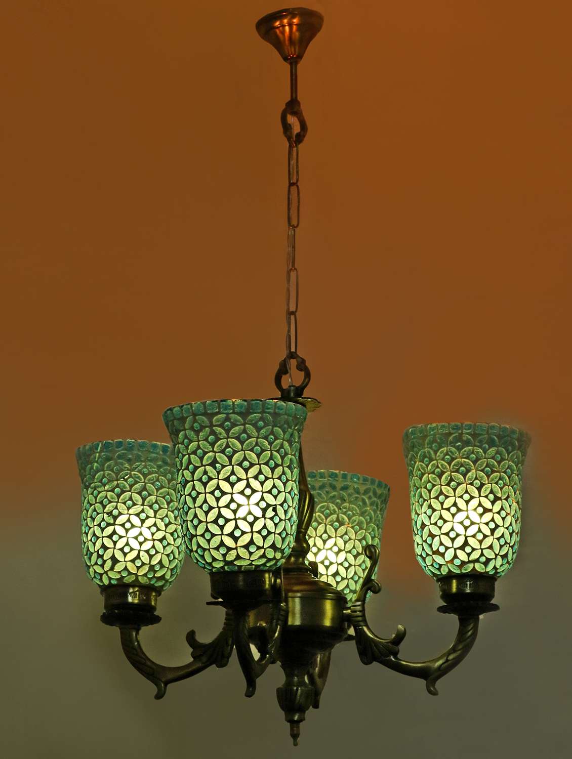 lakshya chandelier decorate with chips & beeds, magical & romantic lighting effect ,4 light ceiling pandent lamp- k27 - 15575059 -  Standard Image - 1