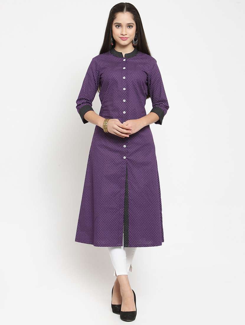 printed a-line slit kurta