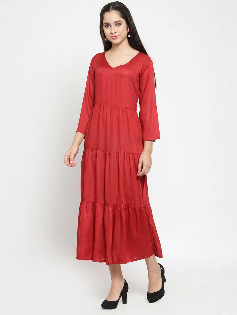 rose red tiered kurta