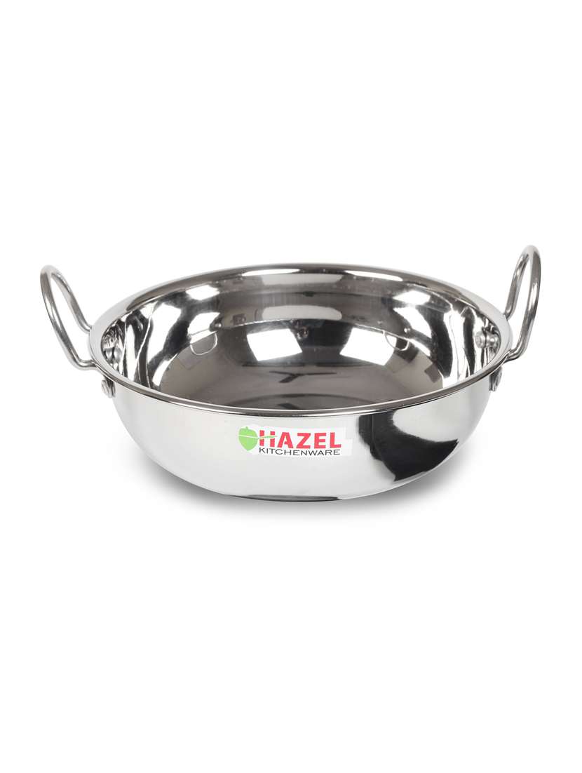 steel kadai induction bottom,stainless steel,silver,1.5 litres